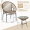 3 Pieces Brown Rope Patio Set with Chairs and Glass-Top Table Outdoor